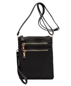Fashion Zip Nylon Crossbody Bag Wristlet NP2588 BLACK